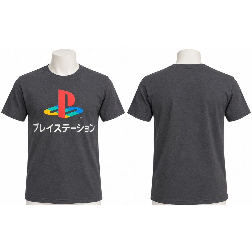 PLAYSTATION JAPANESE GREY SHORT SLEEVE VIDEO GAME GRAPHIC T SHIRT MENS MED NWOT